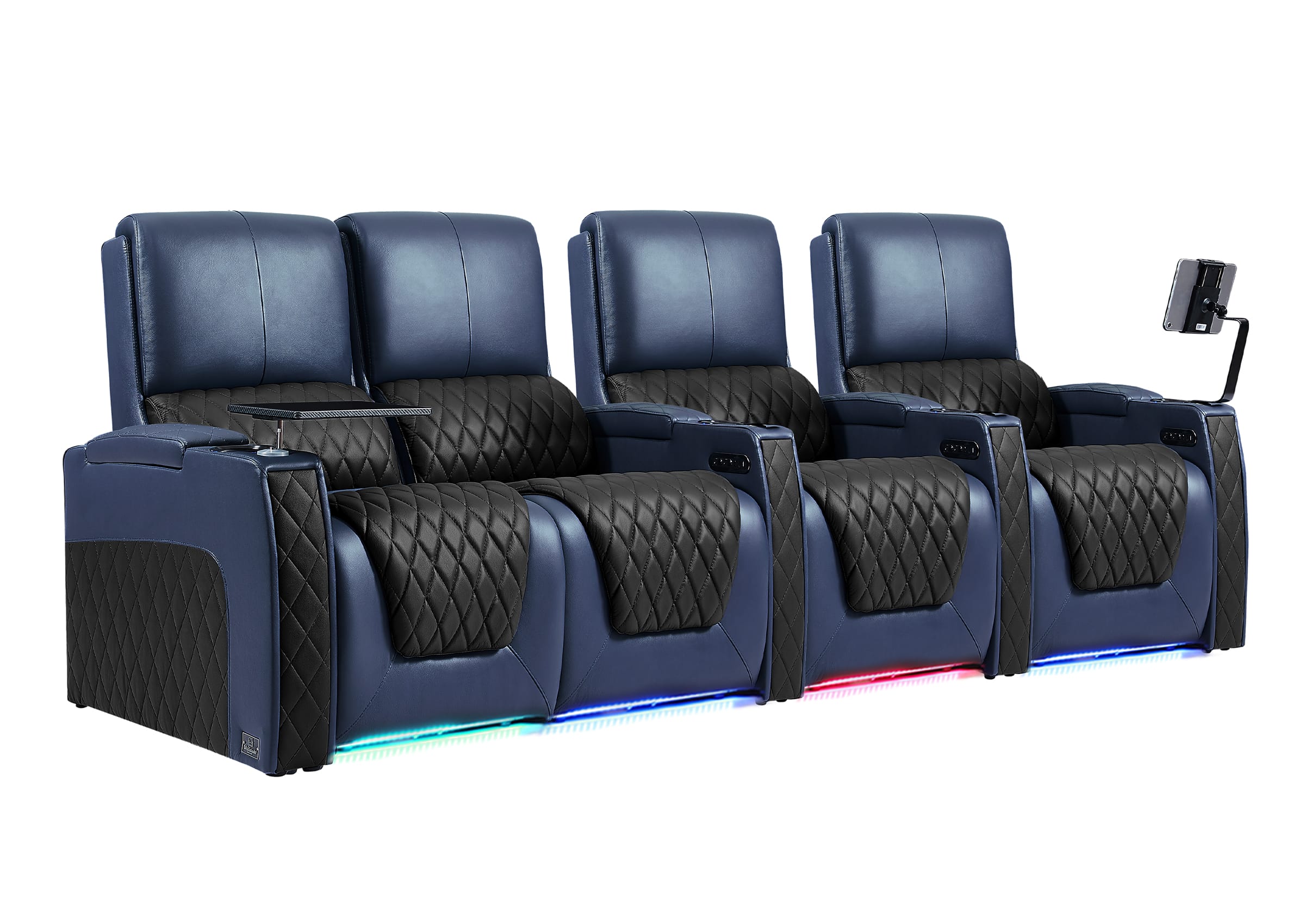Weilianda AstroUltra Series Blue Custom Two-Tone 4-Seat Modern Recliner Chair with USB Ports