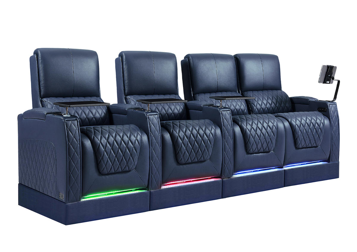 Weilianda AstroUltra Riser Series Home Theater Seating Row of 4 | Zero Gravity, 7-Color Lighting