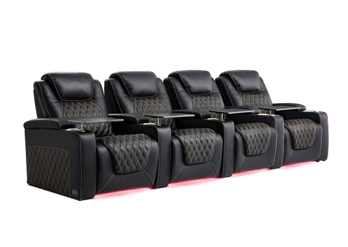 Weilianda Chic XL Series Four Seat Luxury Home Cinema Recliner | Big & Tall Comfort & Top Grain Leather