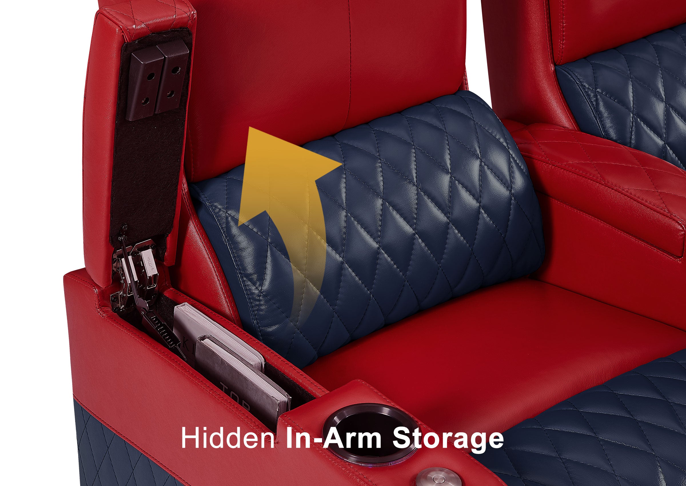 Weilianda AstroUltra Series Red Custom Dual-Tone Home Theater Loveseat Recliner with 7-Color LED Lighting