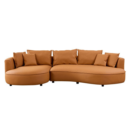 Sleek 5-Seat Curved Sectional Sofa with Luxe Eco-Leather