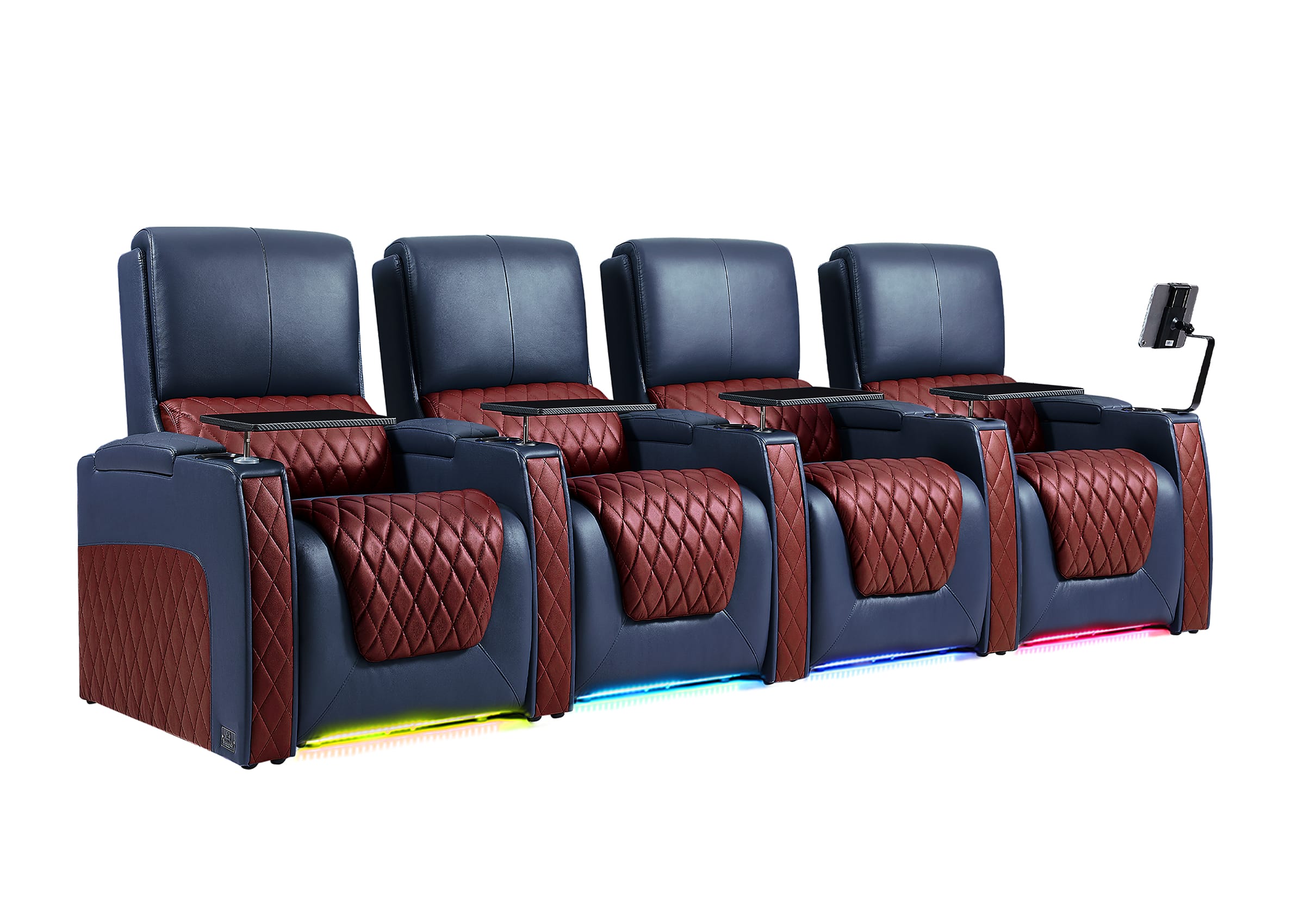 Weilianda AstroUltra Series Blue Custom Two-Tone 4-Seat Modern Recliner Chair with USB Ports