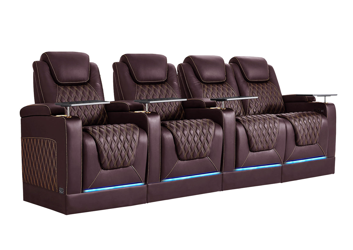 Weilianda Chic Riser Series 4-Seat Top-Grain Leather Recliner | USB Charging & 7 Color Lighting