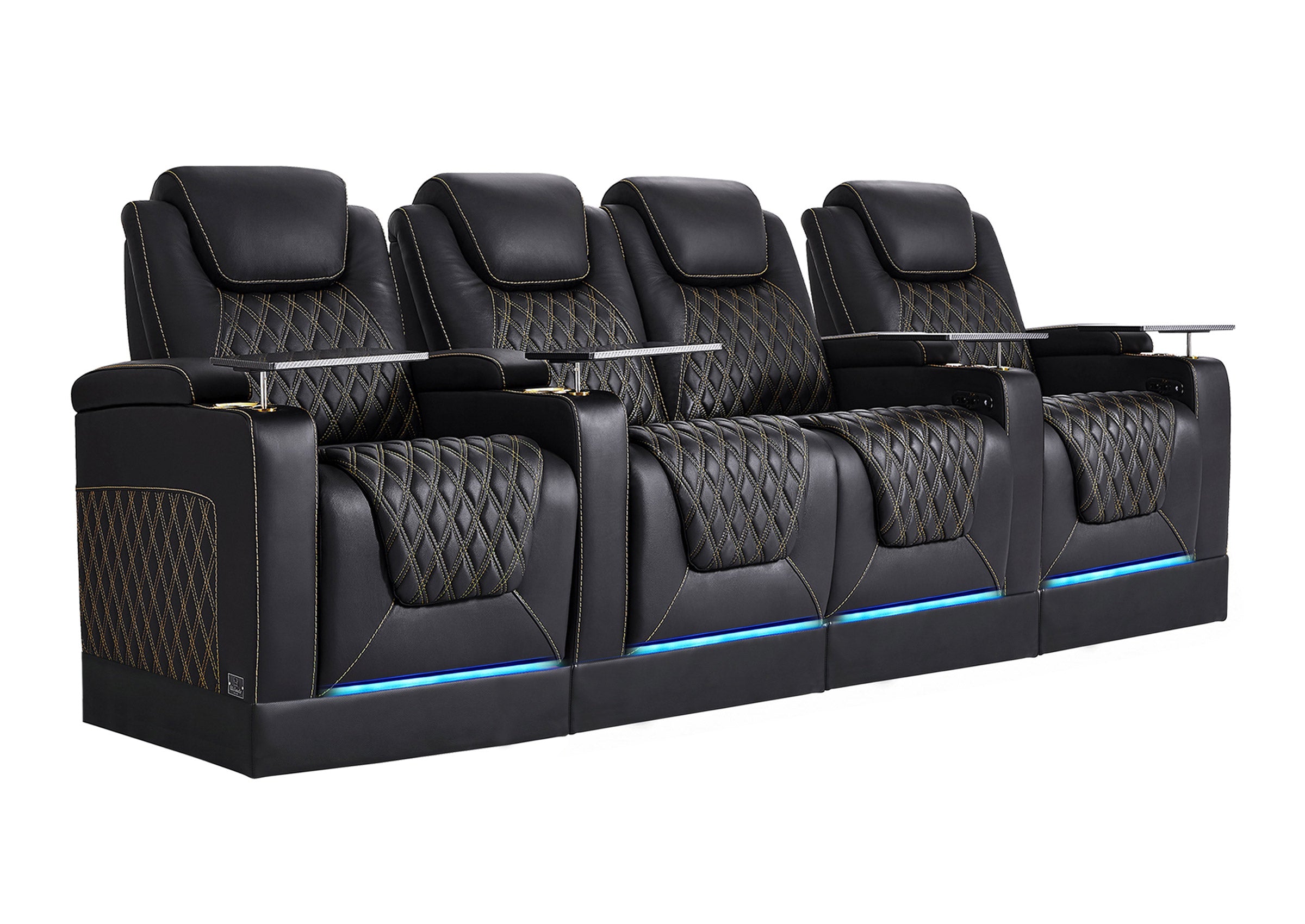 Weilianda Chic Riser Series 4-Seat Top-Grain Leather Recliner | USB Charging & 7 Color Lighting