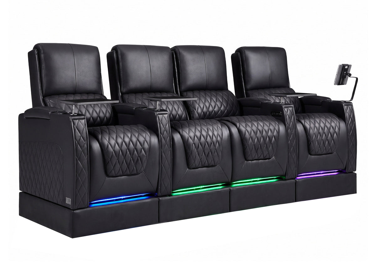 Weilianda AstroUltra Riser Series Home Theater Seating Row of 4 | Zero Gravity, 7-Color Lighting