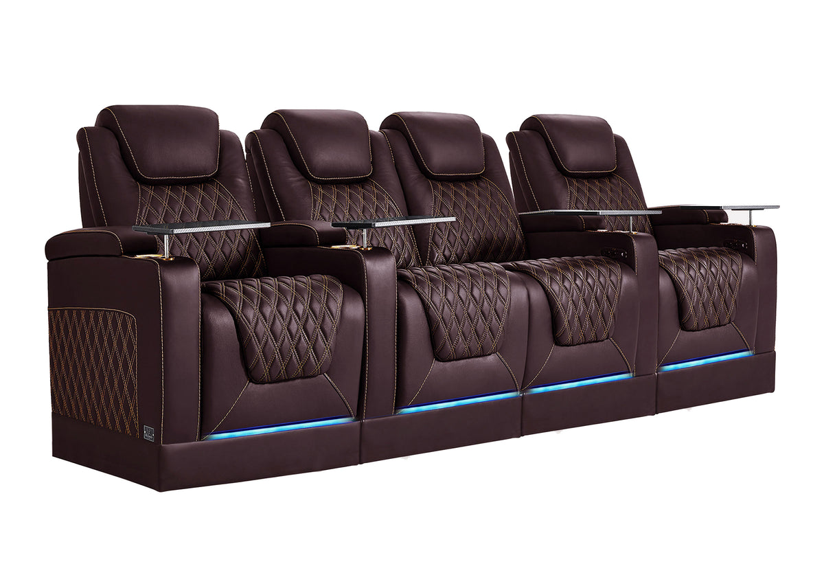 Weilianda Chic Riser Series 4-Seat Top-Grain Leather Recliner | USB Charging & 7 Color Lighting