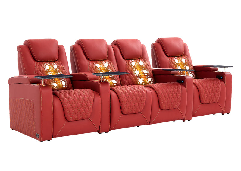 Weilianda LumiChic Massage Series 4-Seat Ergonomic Power Seating | Ambient Lighting for Home Theater