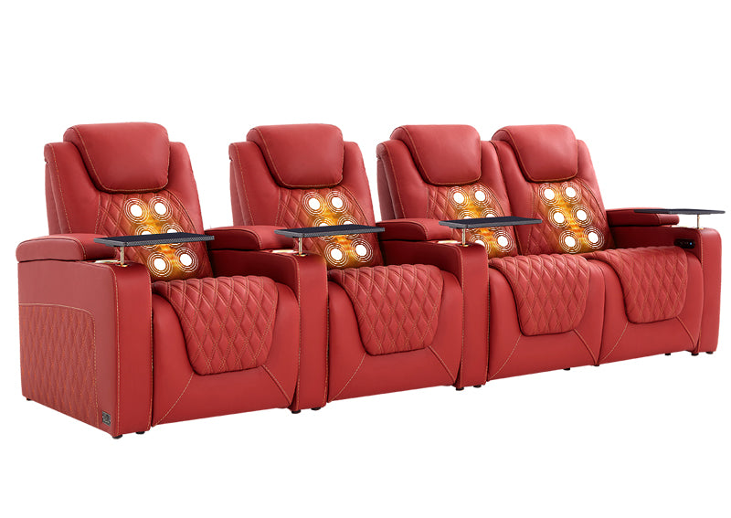 Weilianda LumiChic Massage Series 4-Seat Ergonomic Power Seating | Ambient Lighting for Home Theater