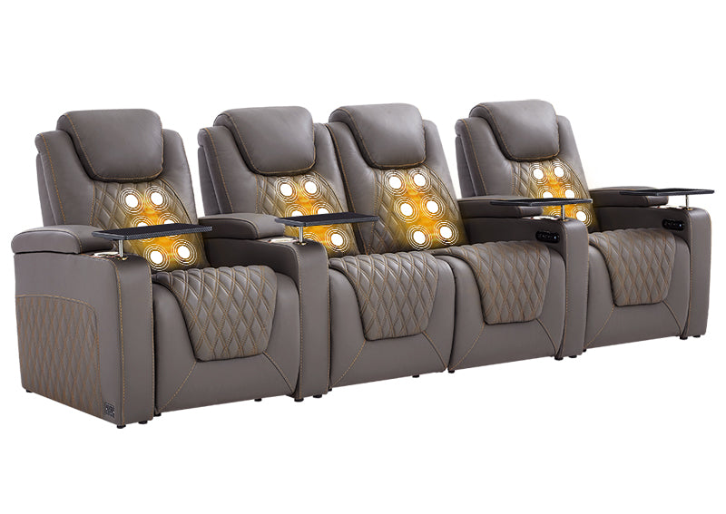 Weilianda LumiChic Massage Series 4-Seat Ergonomic Power Seating | Ambient Lighting for Home Theater