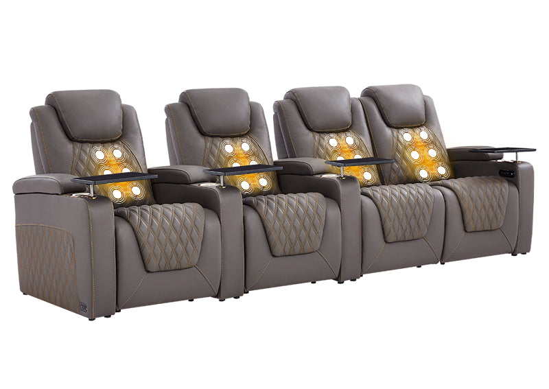 Weilianda LumiChic Massage Series 4-Seat Ergonomic Power Seating | Ambient Lighting for Home Theater