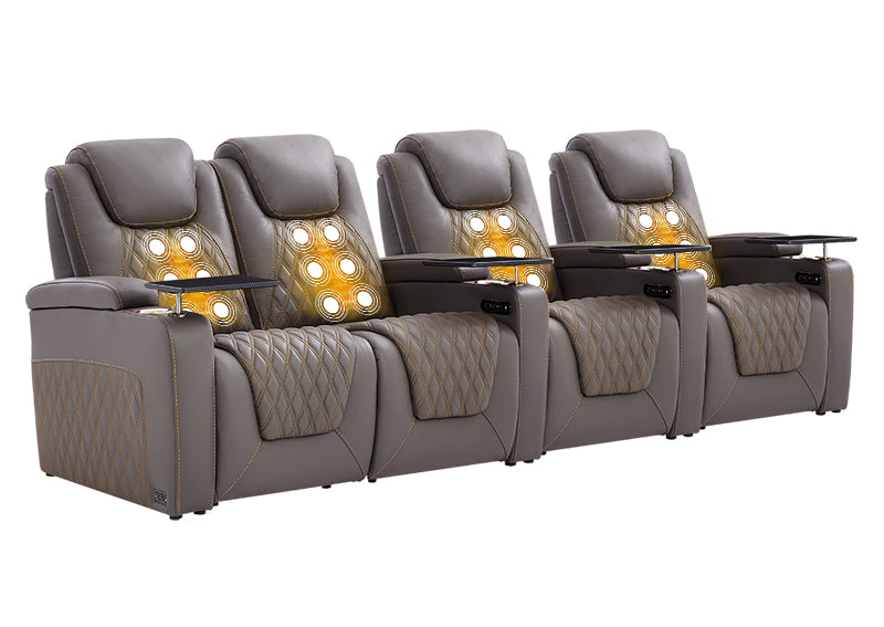 Weilianda LumiChic Massage Series 4-Seat Ergonomic Power Seating | Ambient Lighting for Home Theater