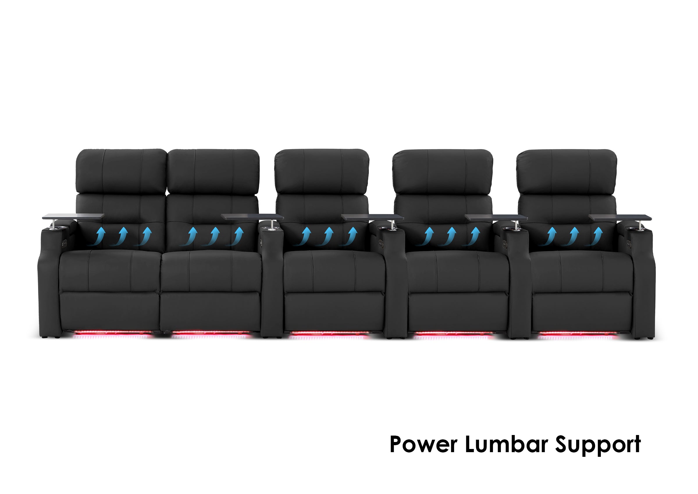 Weilianda Vanguard Lumbar Series Five-Seat Movie Theater Recliner with Adjustable Lumbar Support