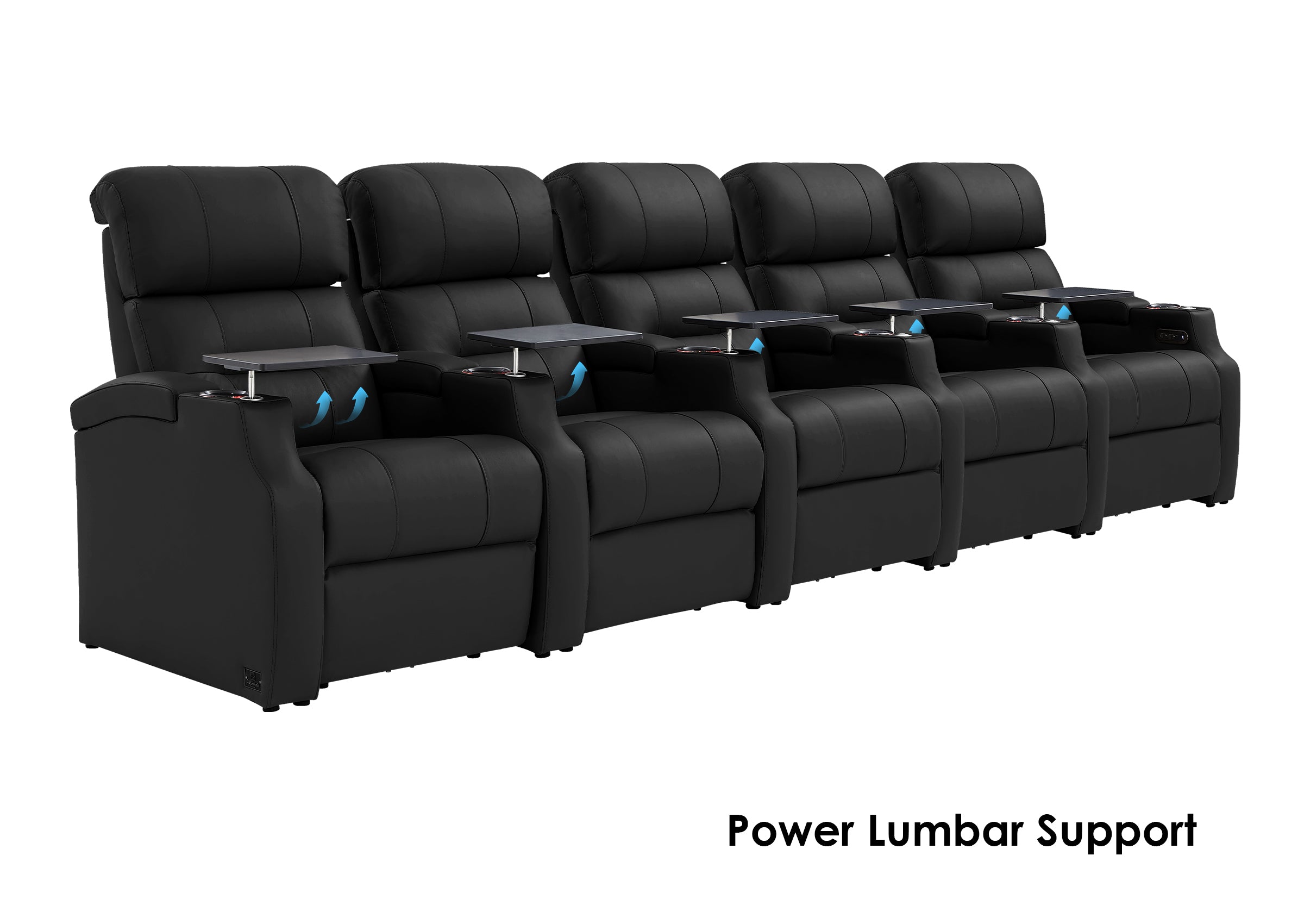 Weilianda Vanguard Lumbar Series Five-Seat Movie Theater Recliner with Adjustable Lumbar Support