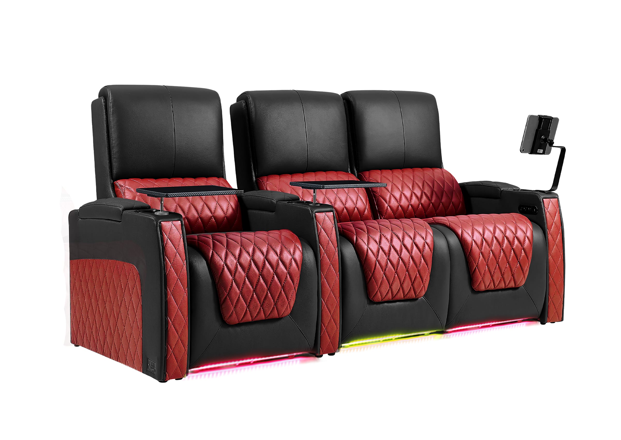 Weilianda AstroUltra Series Black Custom Dual-Color Genuine Leather Recliner with Zero Gravity Couch 3 Seats