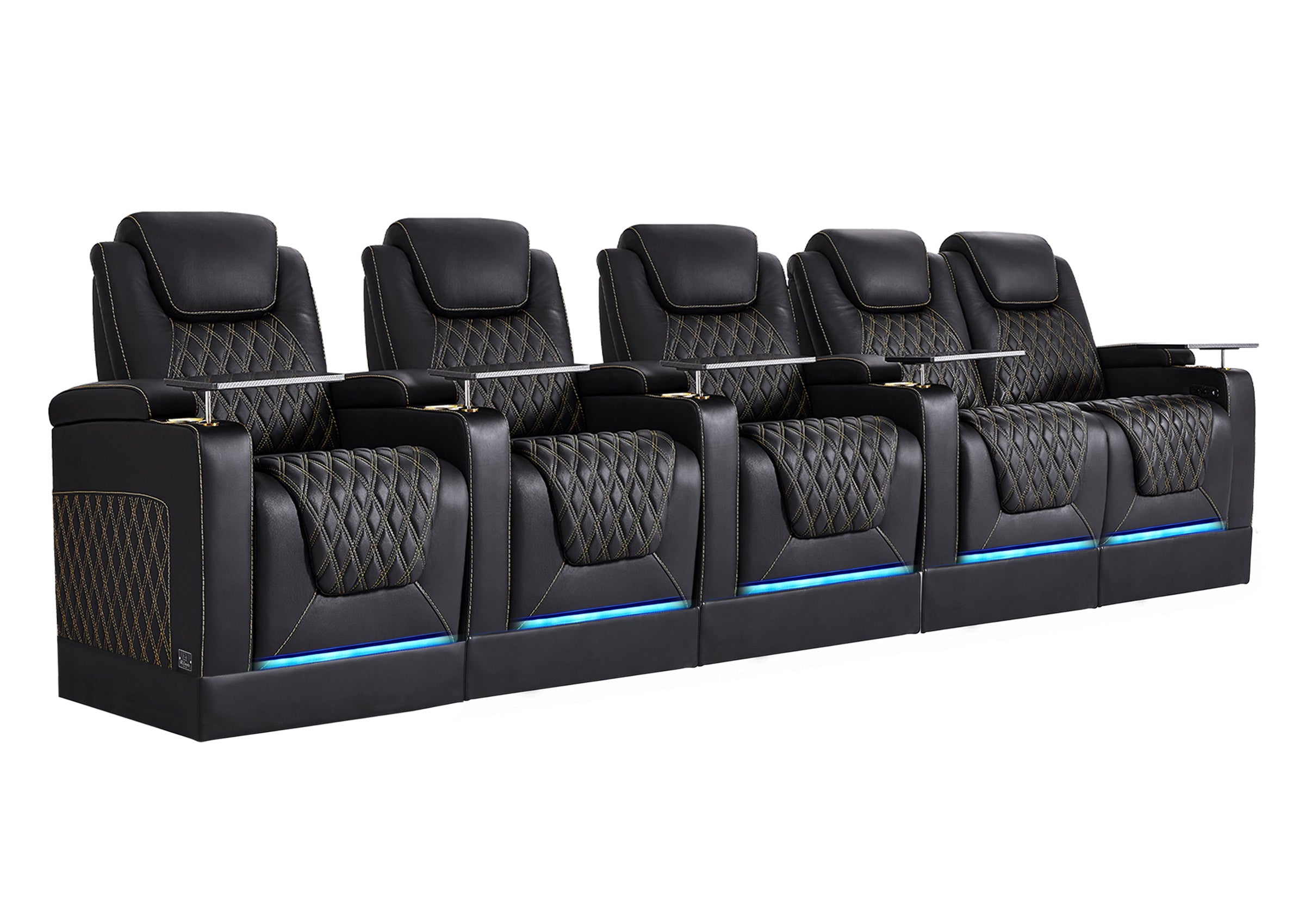 Weilianda Chic Riser Series 5-Seat Movie Theater Seating | Genuine Leather Sofa