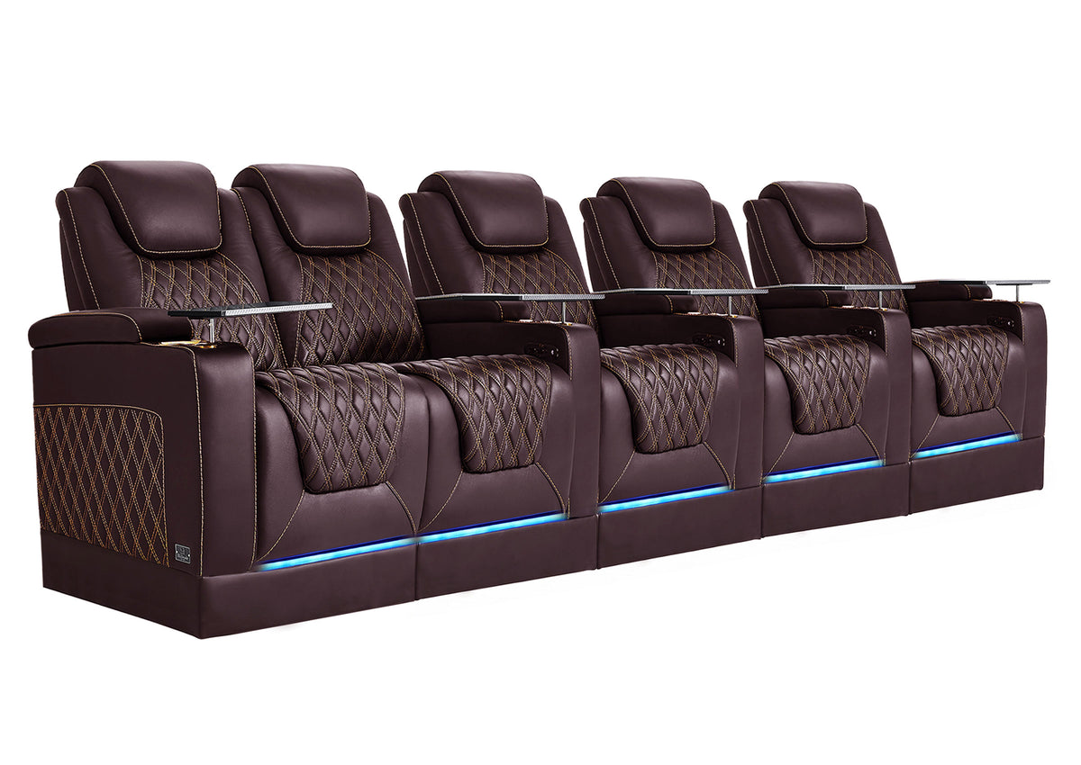 Weilianda Chic Riser Series 5-Seat Movie Theater Seating | Genuine Leather Sofa