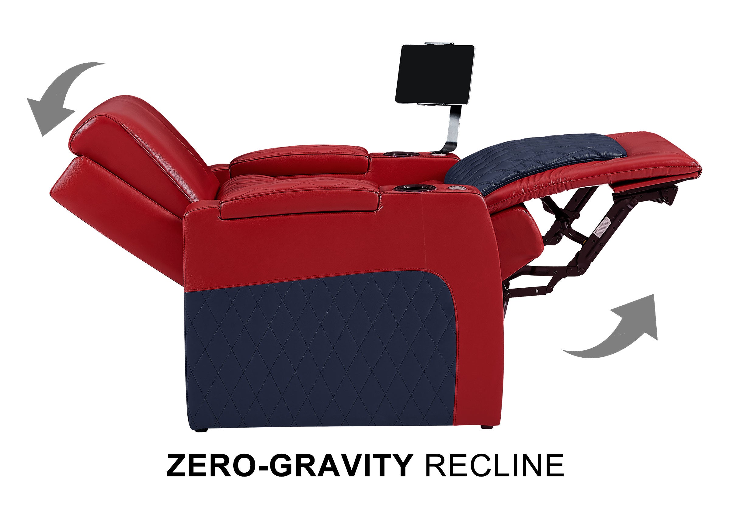 Weilianda AstroUltra Series Red Custom Dual-Tone Home Theater Loveseat Recliner with 7-Color LED Lighting
