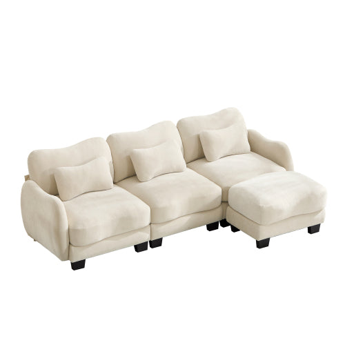 Oversized U-Shaped Chenille Sectional with Dual Movable Ottomans