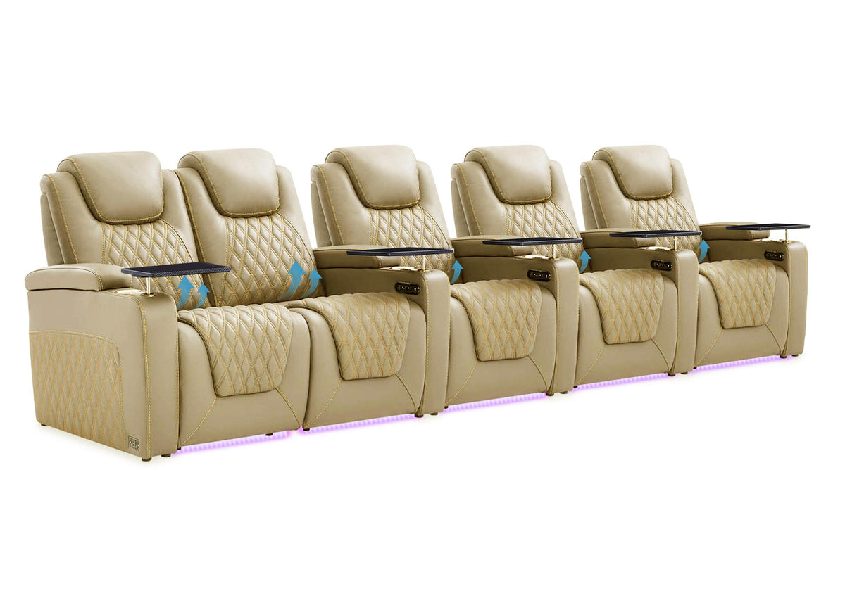 Weilianda Chic Lumbar Series 5-Seat Theater Recliner Couch with Built-In Lumbar Support