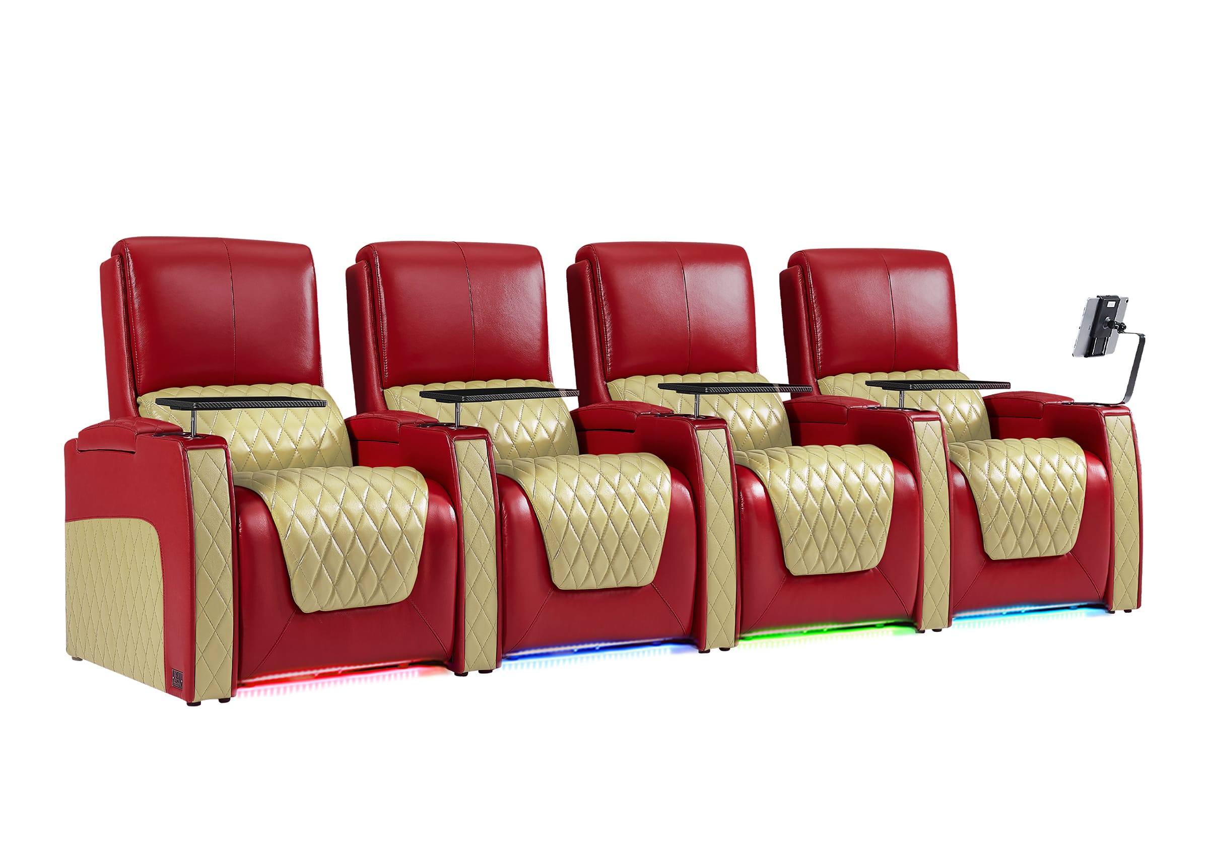 Weilianda AstroUltra Series Red Custom Two-Tone 4-Seat Genuine Sofa with USB Charging