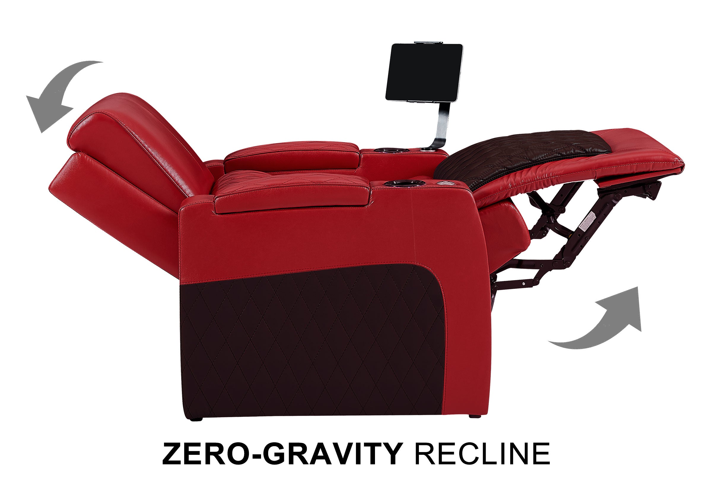 Weilianda AstroUltra Series Red Custom Dual-Tone Home Theater Loveseat Recliner with 7-Color LED Lighting