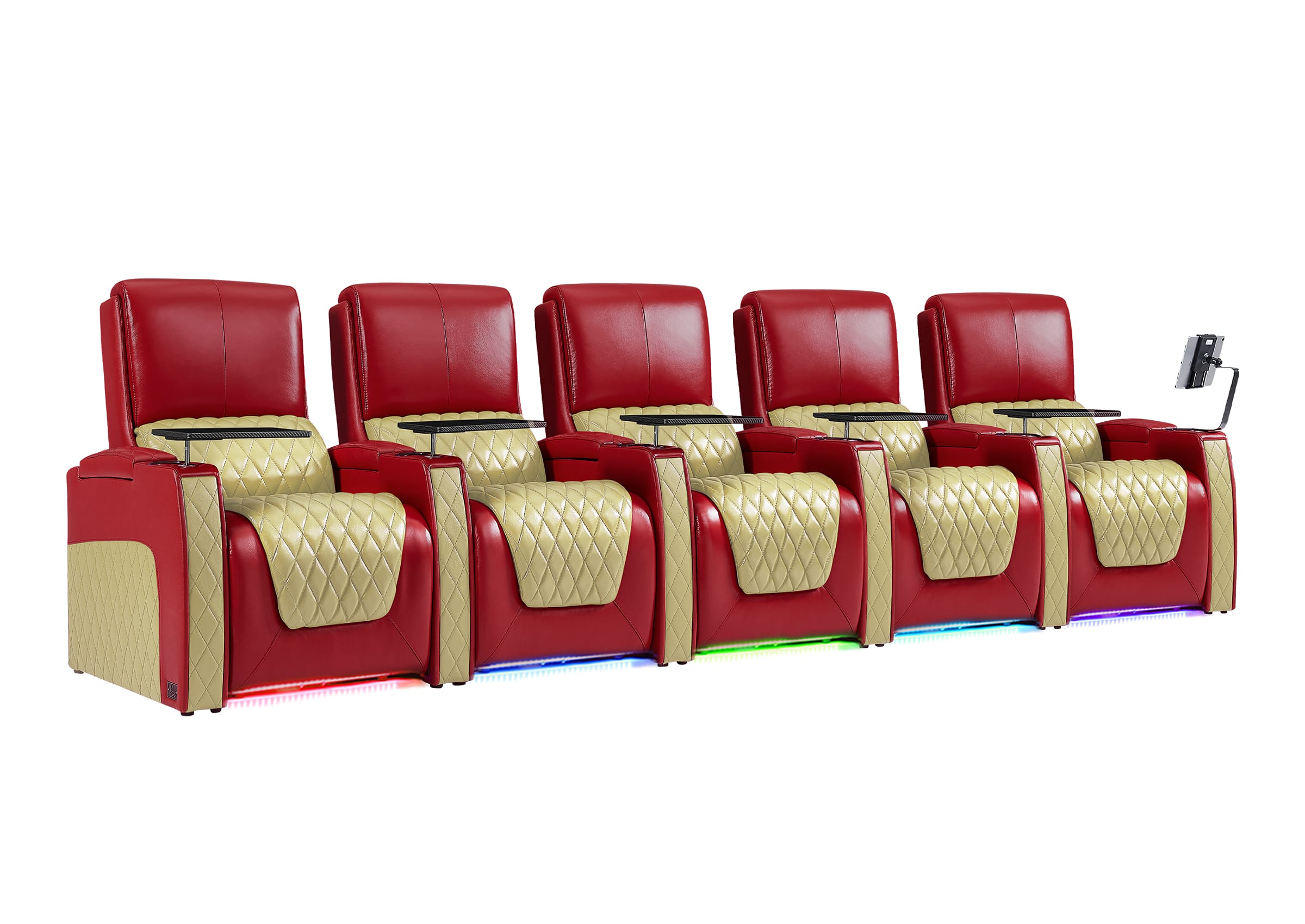 Weilianda AstroUltra Series Red Custom Dual-Tone Power Recliner with Zero Gravity Seating 5-Seater