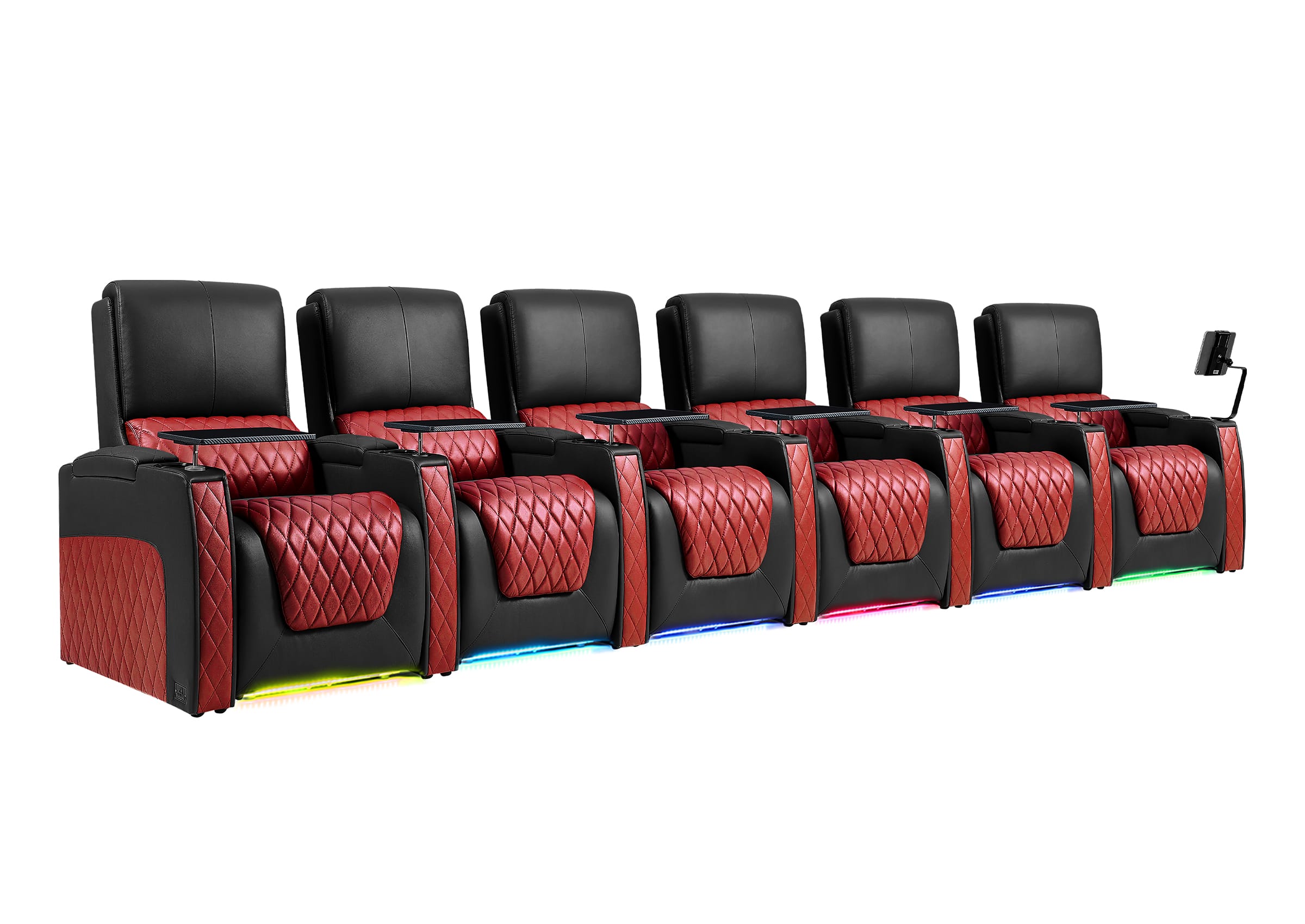 Weilianda AstroUltra Series Black Custom Dual-Color 6-Seat Electronic Recliner with Ambient Lighting for Home Theater