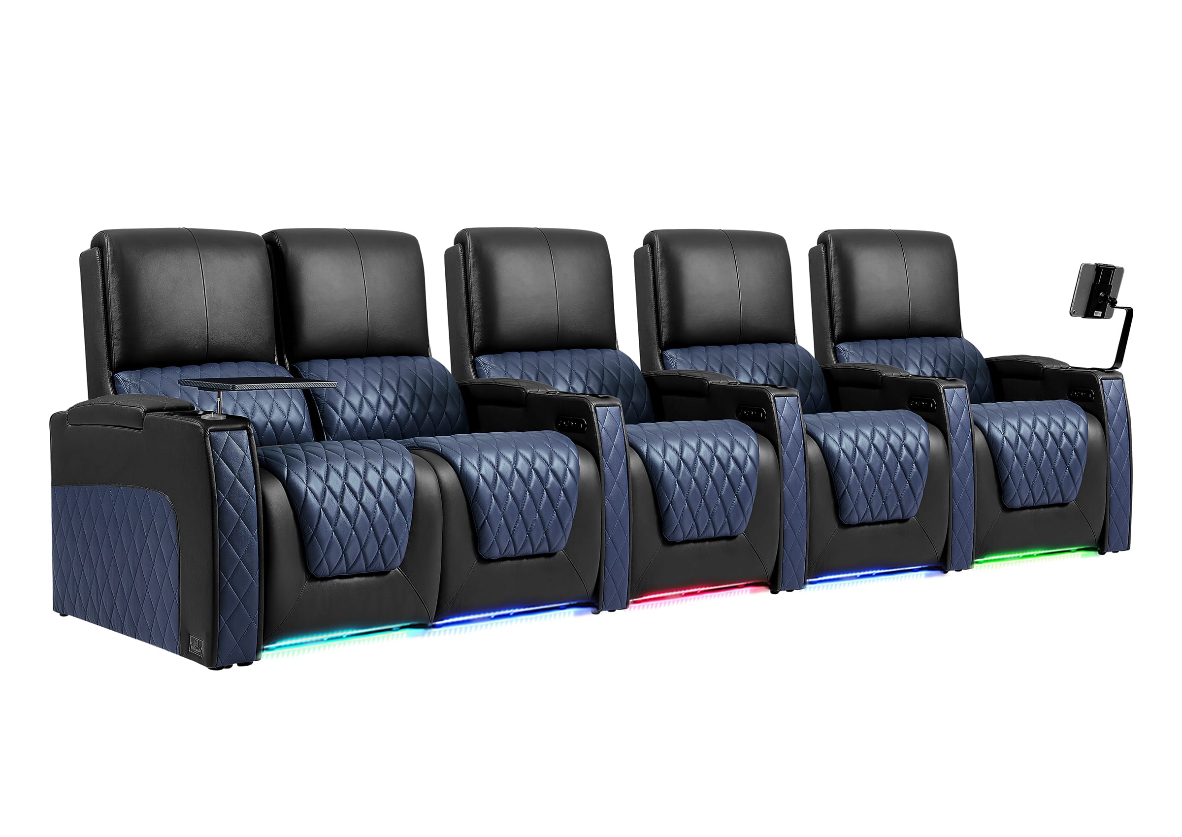 Weilianda AstroUltra Series Black Custom Two-Tone 5-Seat Power Home Theater Sofa with Zero Gravity & Adjustable Headrest