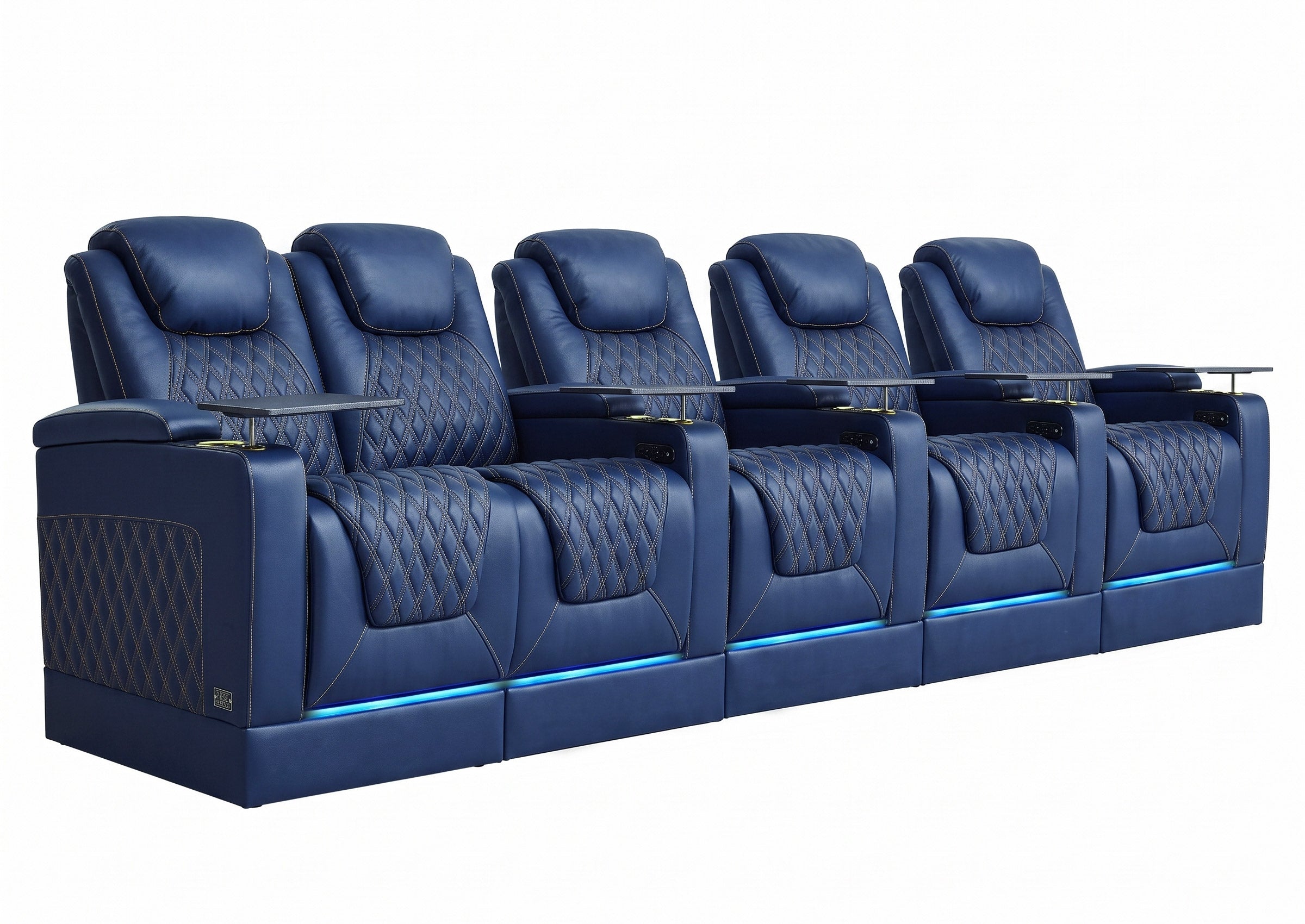 Weilianda Chic Riser Series 5-Seat Movie Theater Seating | Genuine Leather Sofa