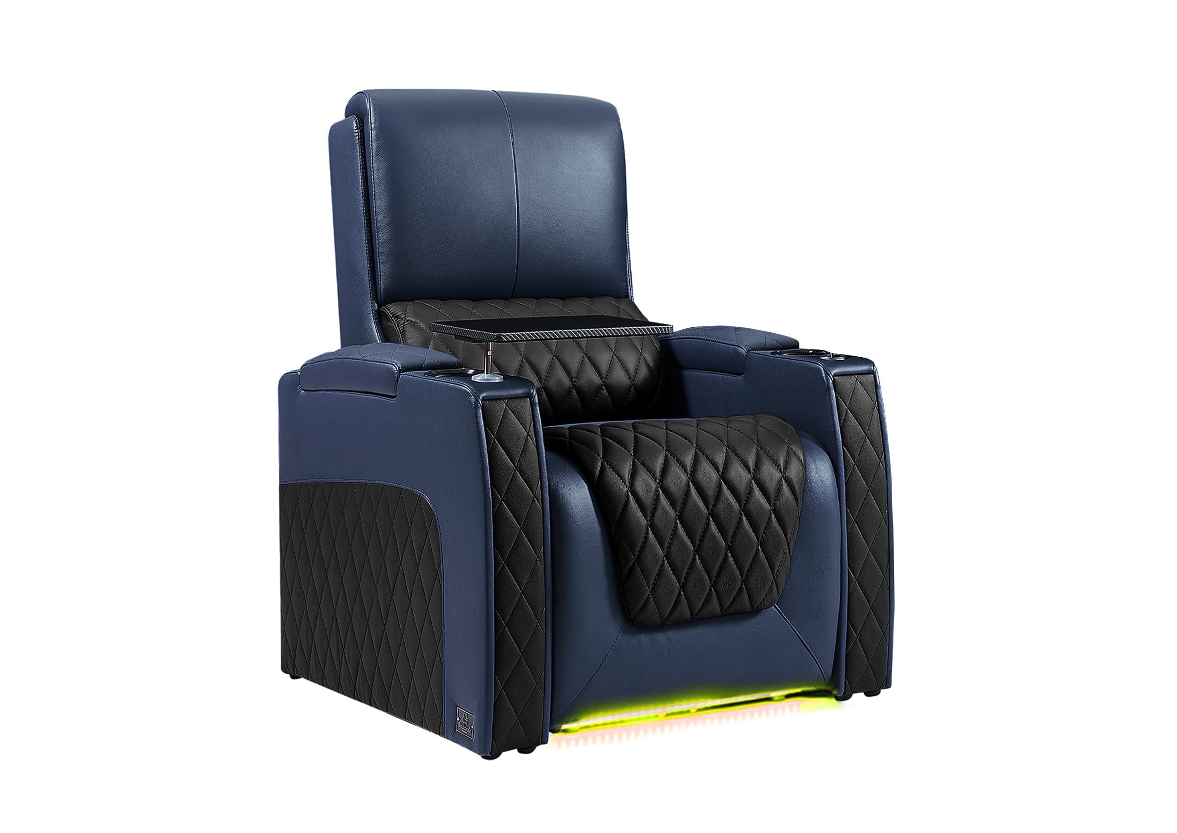 Weilianda AstroUltra Series Blue Custom Dual-Tone Single Top-Grain Leather Sofa with Multi-Color Lighting