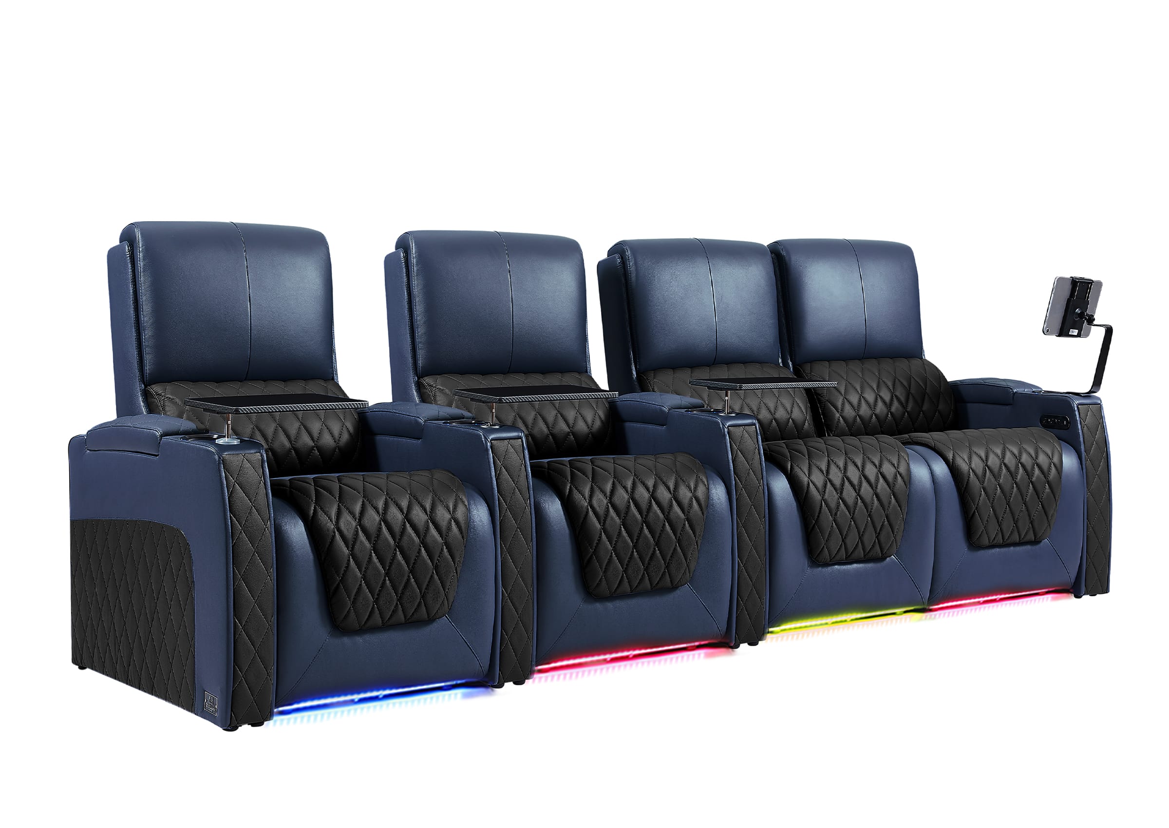 Weilianda AstroUltra Series Blue Custom Two-Tone 4-Seat Modern Recliner Chair with USB Ports