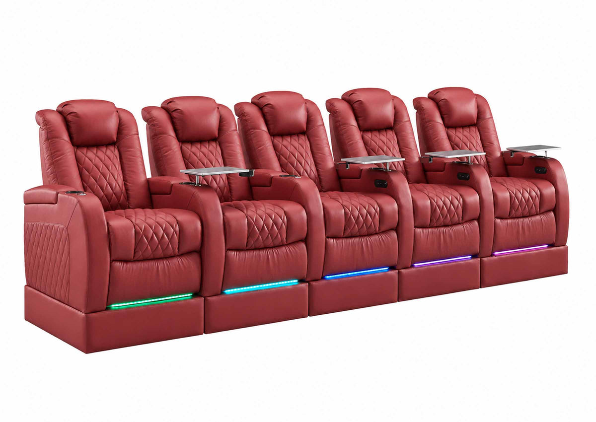 Weilianda FortLux Riser Series 5-seat Home Theater Recliner | Zero Gravity,Adjustable Headrest & Lighting