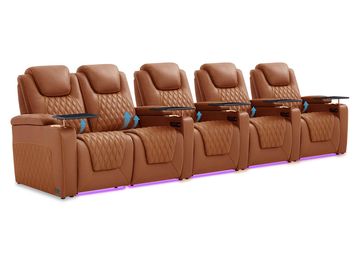 Weilianda Chic Lumbar Series 5-Seat Theater Recliner Couch with Built-In Lumbar Support