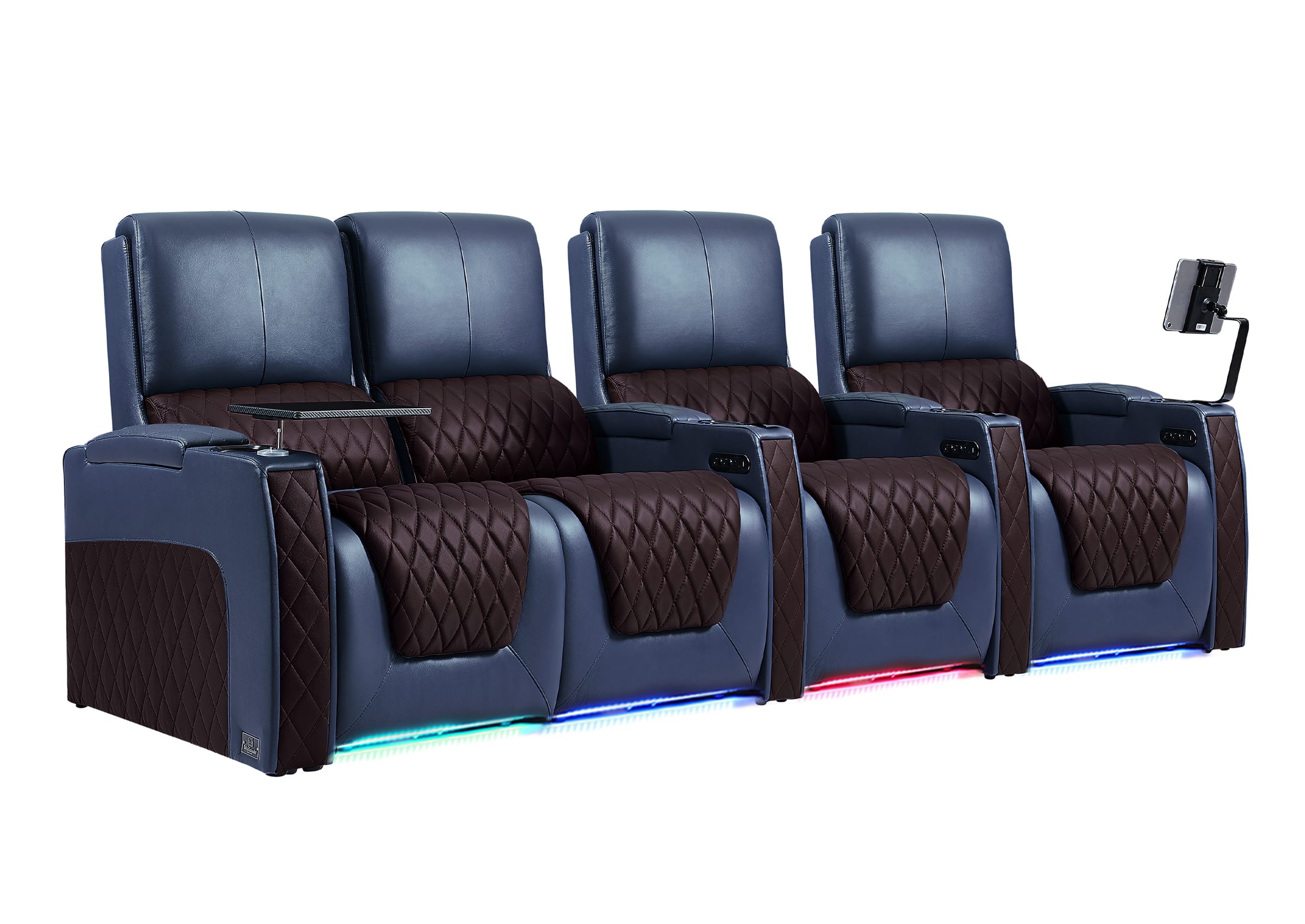 Weilianda AstroUltra Series Blue Custom Two-Tone 4-Seat Modern Recliner Chair with USB Ports