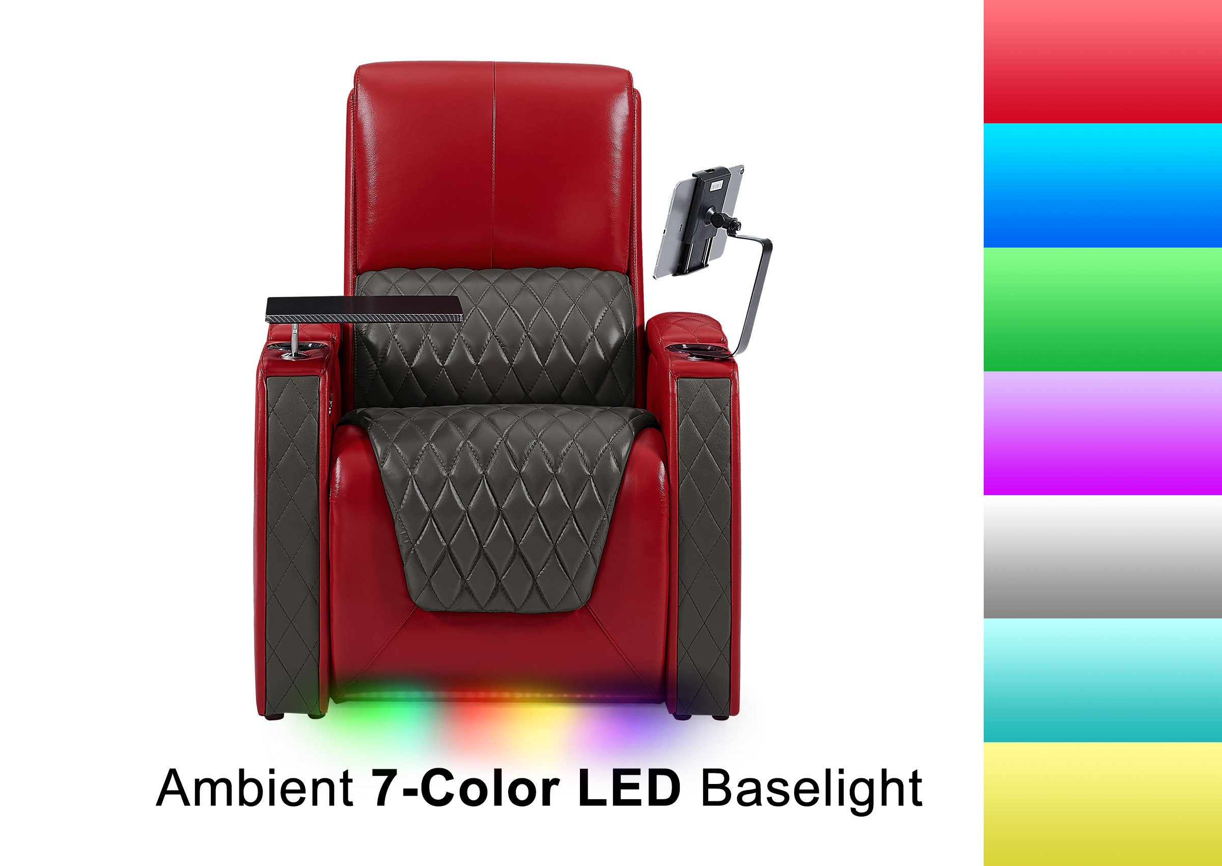 Weilianda AstroUltra Series Red Custom Dual-Tone Home Theater Loveseat Recliner with 7-Color LED Lighting