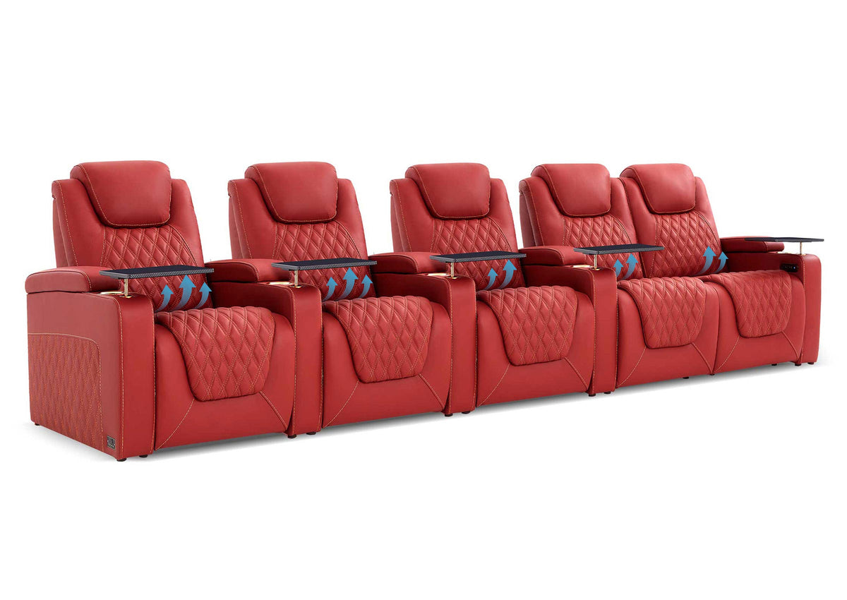Weilianda Chic Lumbar Series 5-Seat Theater Recliner Couch with Built-In Lumbar Support