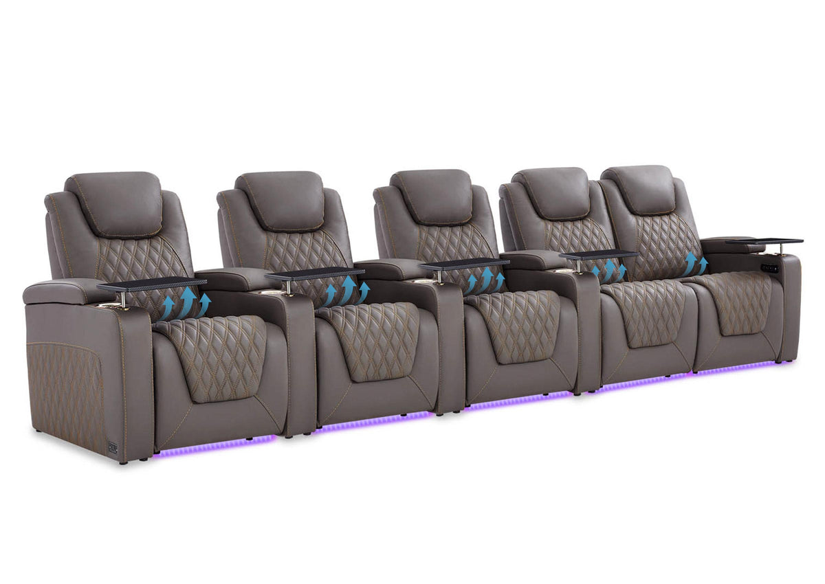 Weilianda Chic Lumbar Series 5-Seat Theater Recliner Couch with Built-In Lumbar Support