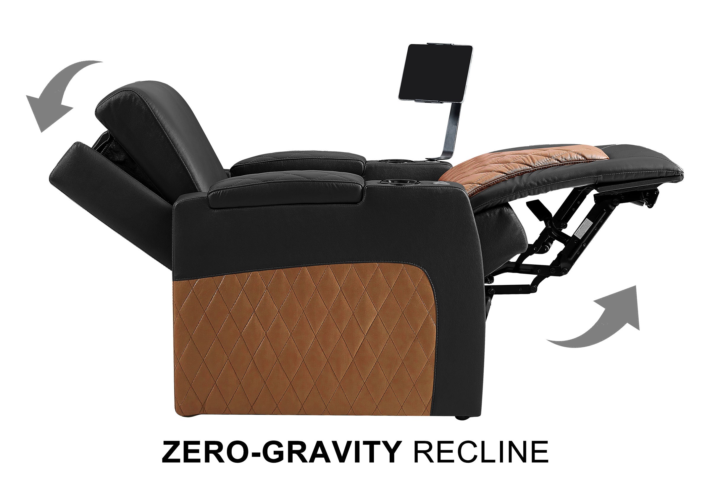 Weilianda AstroUltra Series Black Custom Dual-Color 2-Seat Home Cinema Sofa with Adjustable Headrest & Footrest