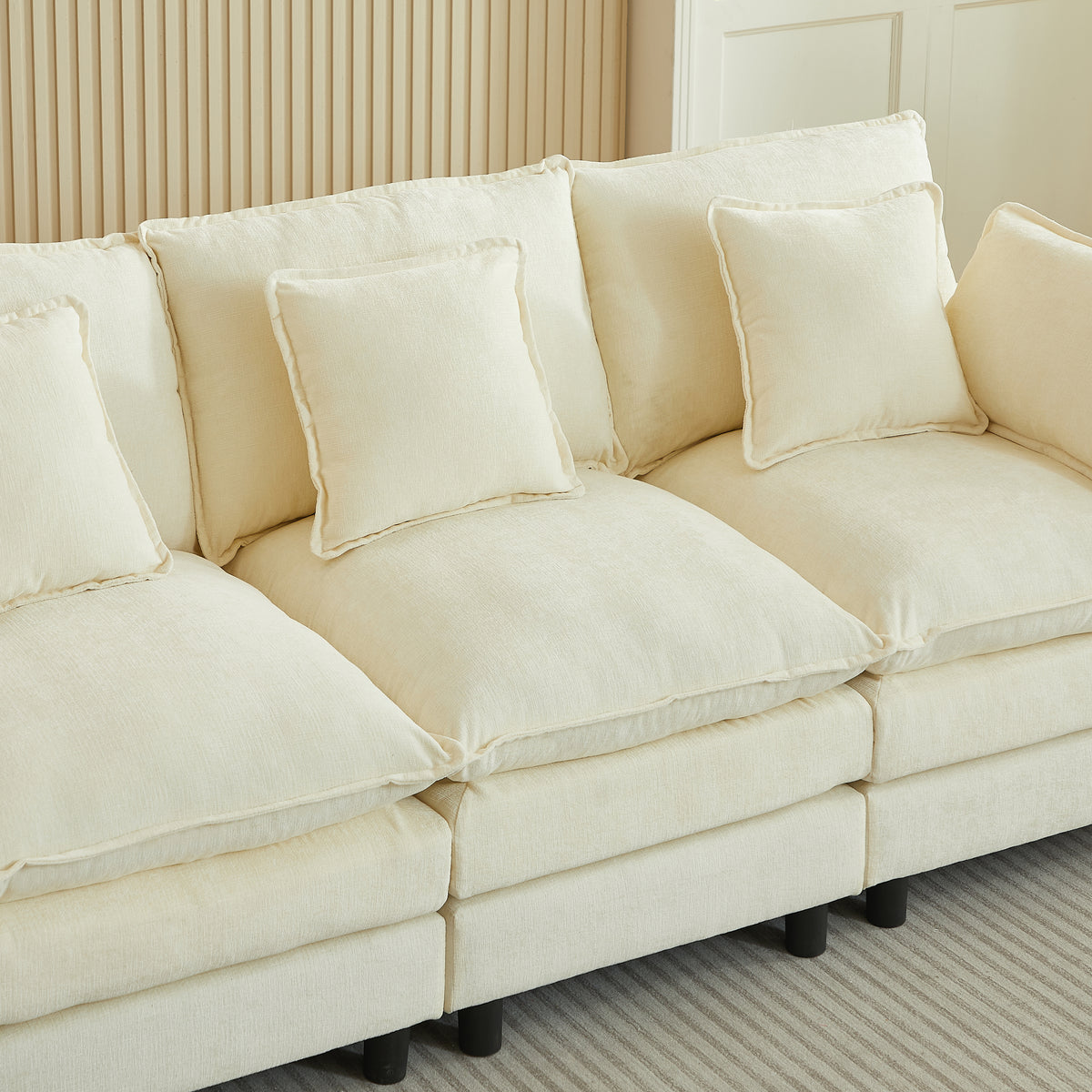 Spacious 106" U-Shaped Cloud Modular Sectional with Movable Ottoman