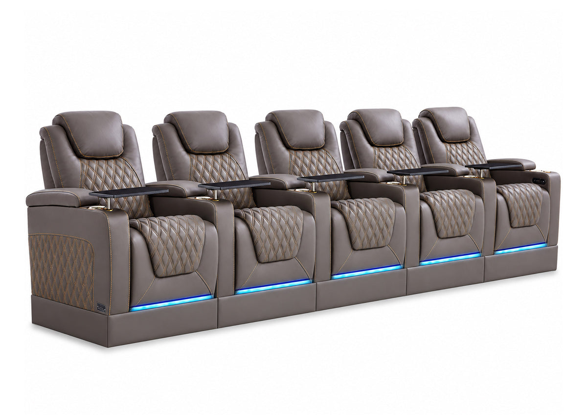 Weilianda Chic Riser Series 5-Seat Movie Theater Seating | Genuine Leather Sofa