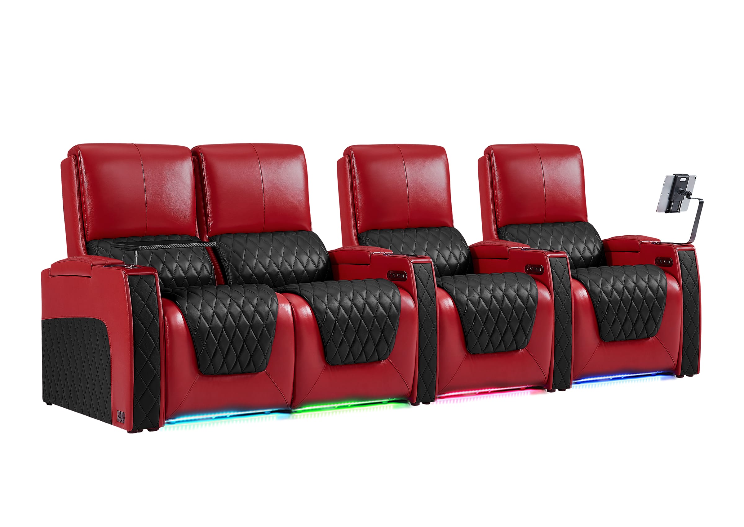 Weilianda AstroUltra Series Red Custom Two-Tone 4-Seat Genuine Sofa with USB Charging