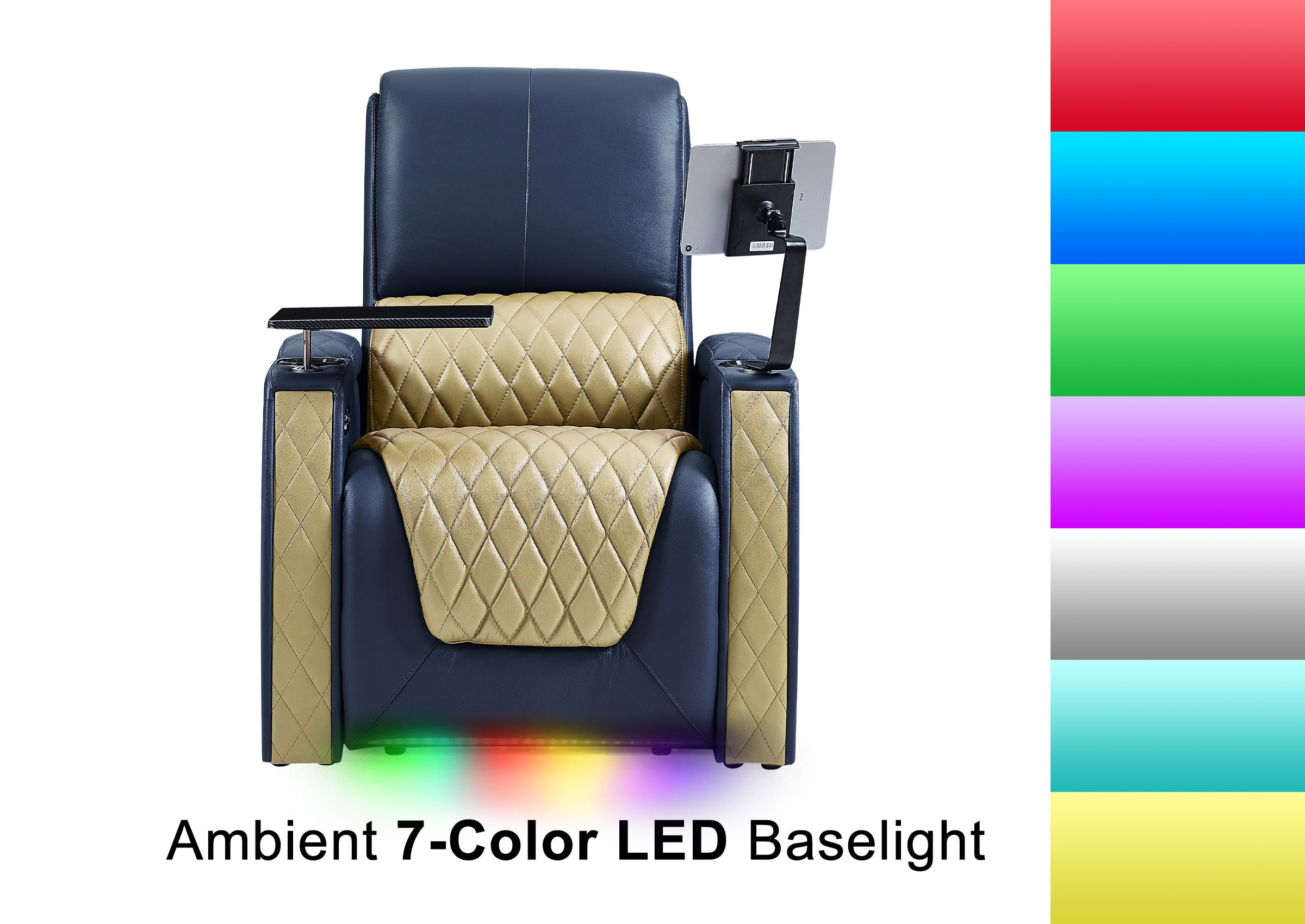 Weilianda AstroUltra Series Blue Custom Dual-Tone Single Top-Grain Leather Sofa with Multi-Color Lighting