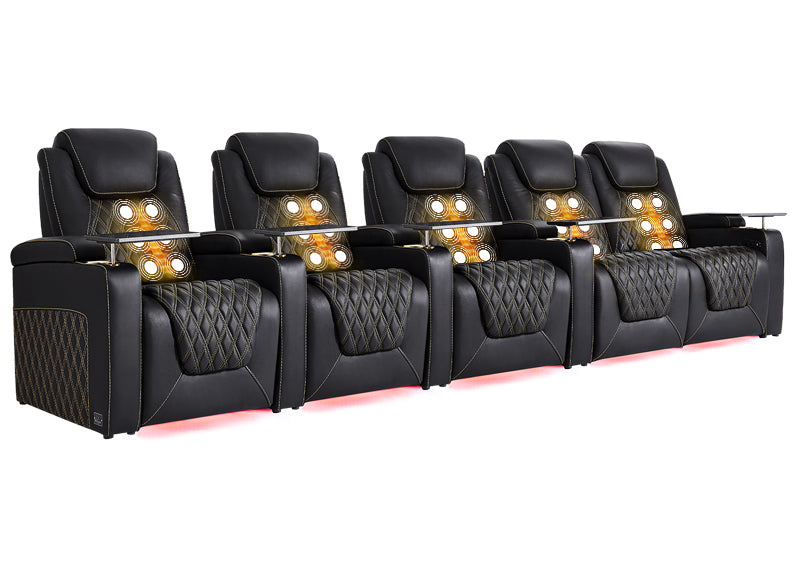 Weilianda Chic Massage Series Home Cinema Chairs Row of 5 | USB Charging for Gaming Room