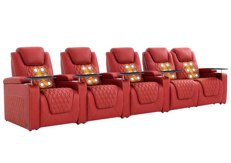 Weilianda Chic Massage Series Home Cinema Chairs Row of 5 | USB Charging for Gaming Room