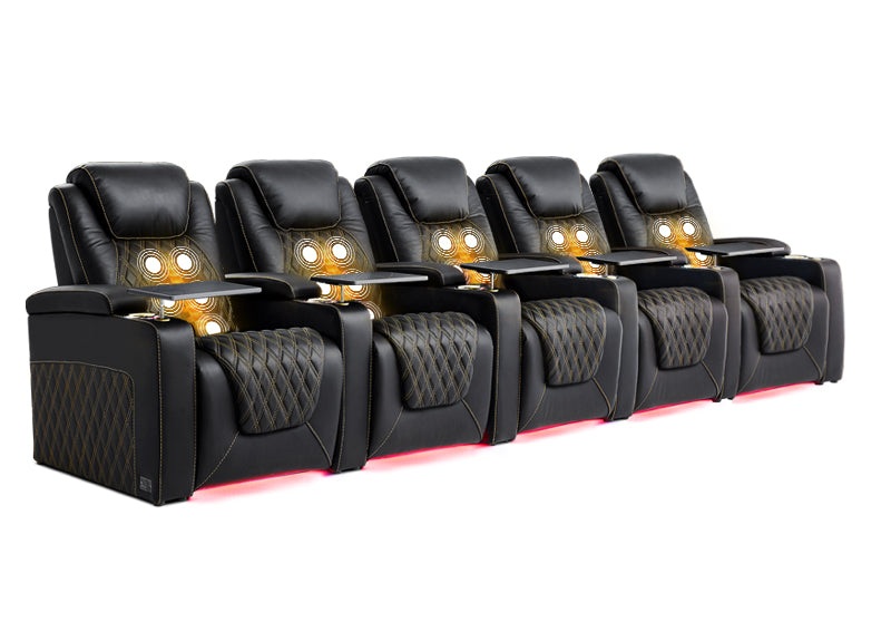 Weilianda Chic Massage Series Home Cinema Chairs Row of 5 | USB Charging for Gaming Room