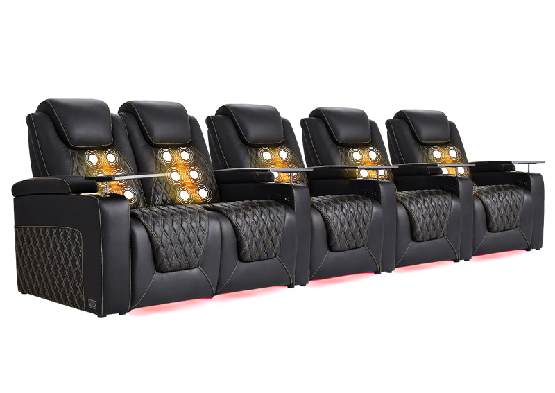 Weilianda Chic Massage Series Home Cinema Chairs Row of 5 | USB Charging for Gaming Room