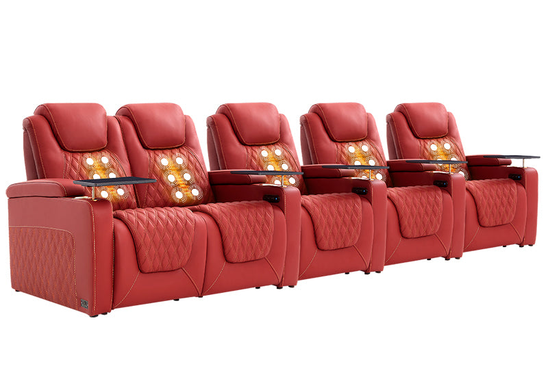 Weilianda Chic Massage Series Home Cinema Chairs Row of 5 | USB Charging for Gaming Room