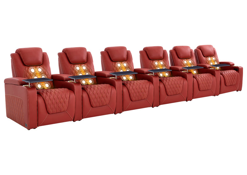 Weilianda Chic Massage Series Six Seat Movie Theater Recliner | Top-Grain Leather Sofa