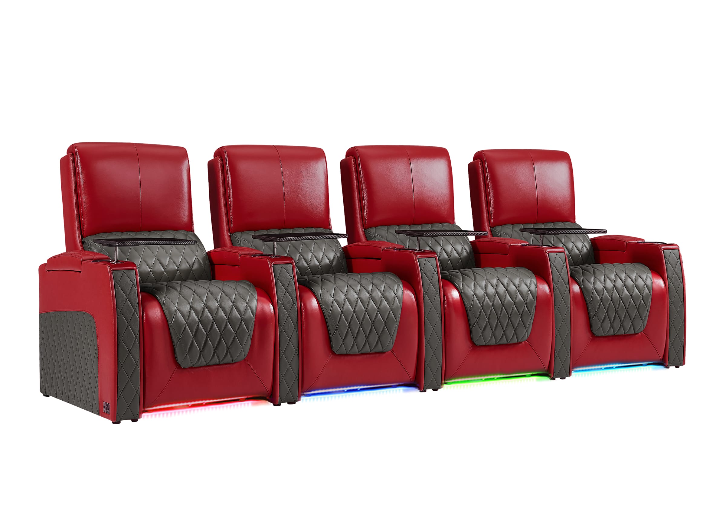 Weilianda AstroUltra Series Red Custom Two-Tone 4-Seat Genuine Sofa with USB Charging