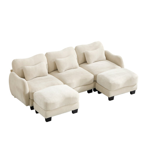 Oversized U-Shaped Chenille Sectional with Dual Movable Ottomans